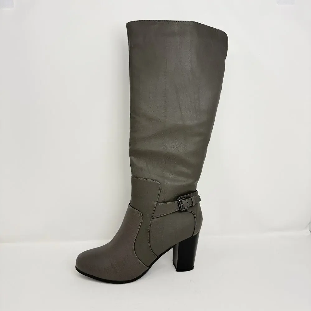 Journee Collection Carver Women’s Size 8 Grey Wide Calf Knee High Boots New